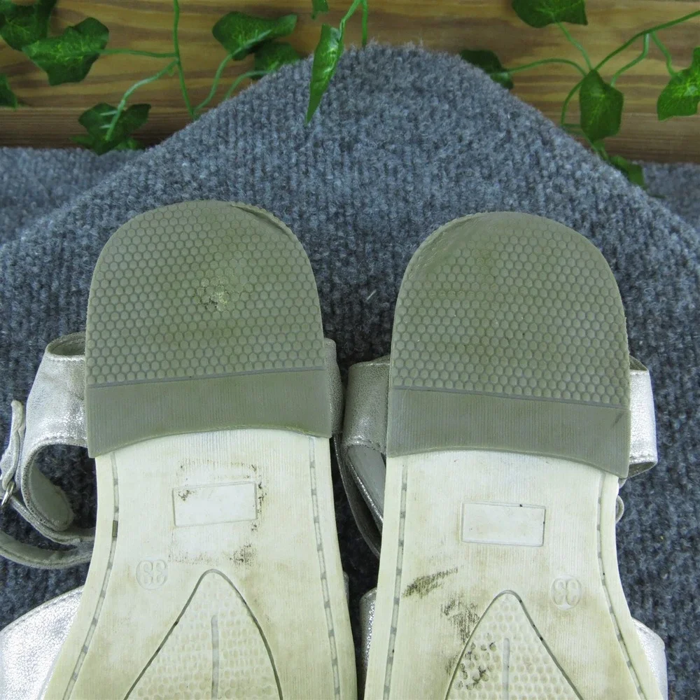 GC Youth Girls‎ Sandals Shoes Silver Leather Hook & Loop Size 3 Medium